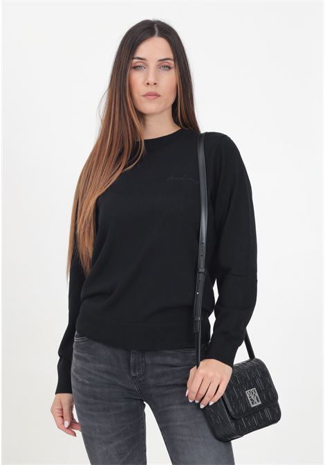 Black crew-neck sweater for women with logo embroidery ARMANI EXCHANGE | 6DYM1JYME3Z1200